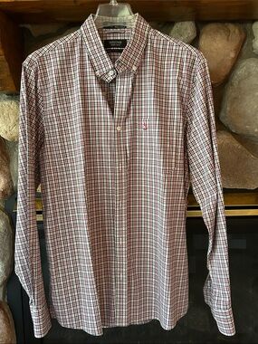 Nordstrom Mens Shop Trim Fit Wrinkle Free Button-Down Plaid Shirt, Size L